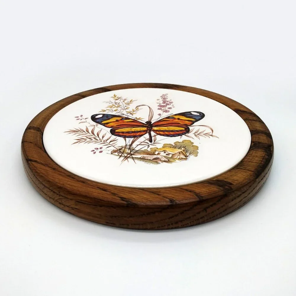 Heirloom Oak by Didware Vintage Oak Wood and Tile Trivet 7.25